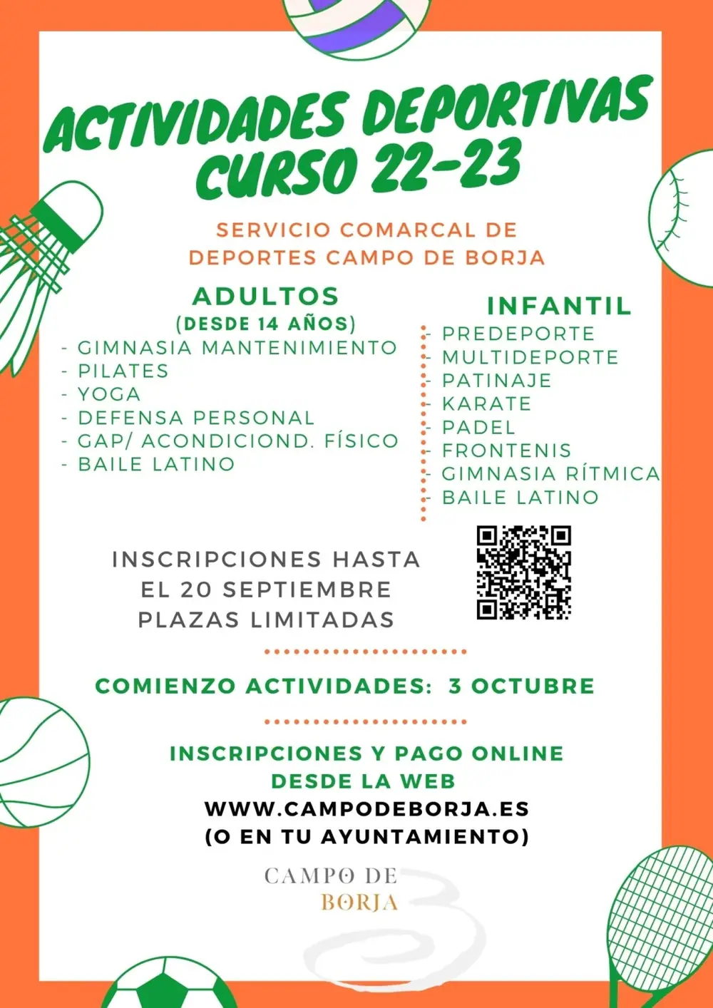 Imagen de «Abierto el plazo de inscripciones para las actividades deportivas»