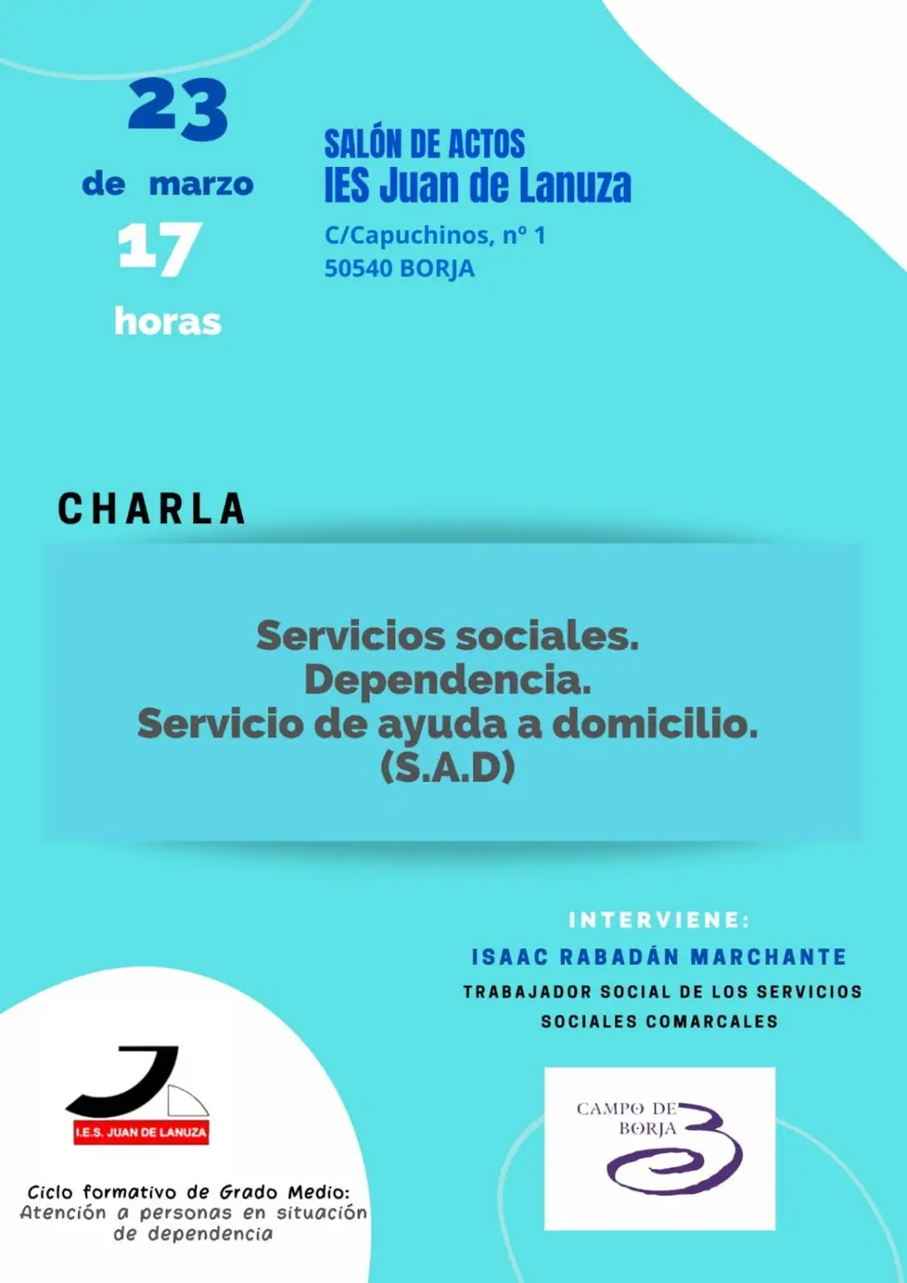Imagen de «Charla: Servicios Sociales. Dependencia y Servicio de Ayuda a Domicilio en la Comarca Campo de Borja»